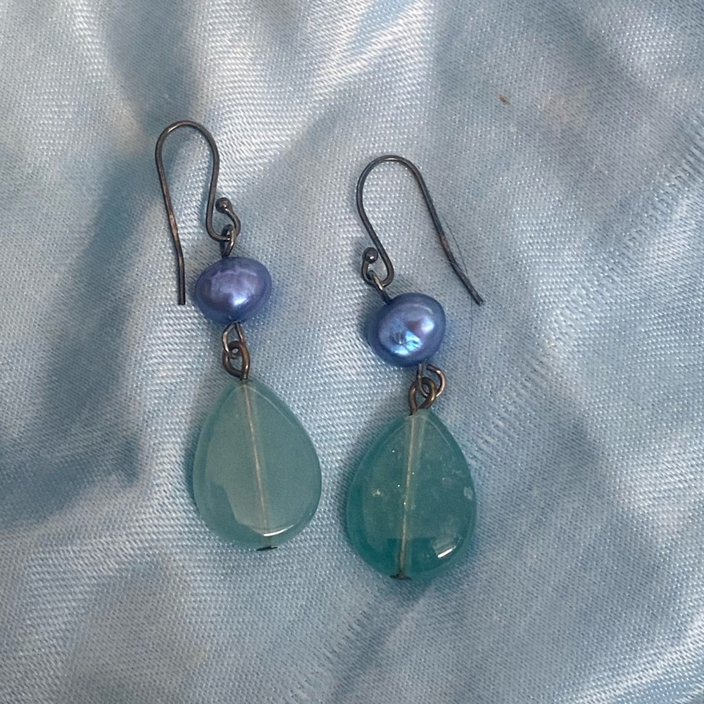 Handmade blue stone earrings